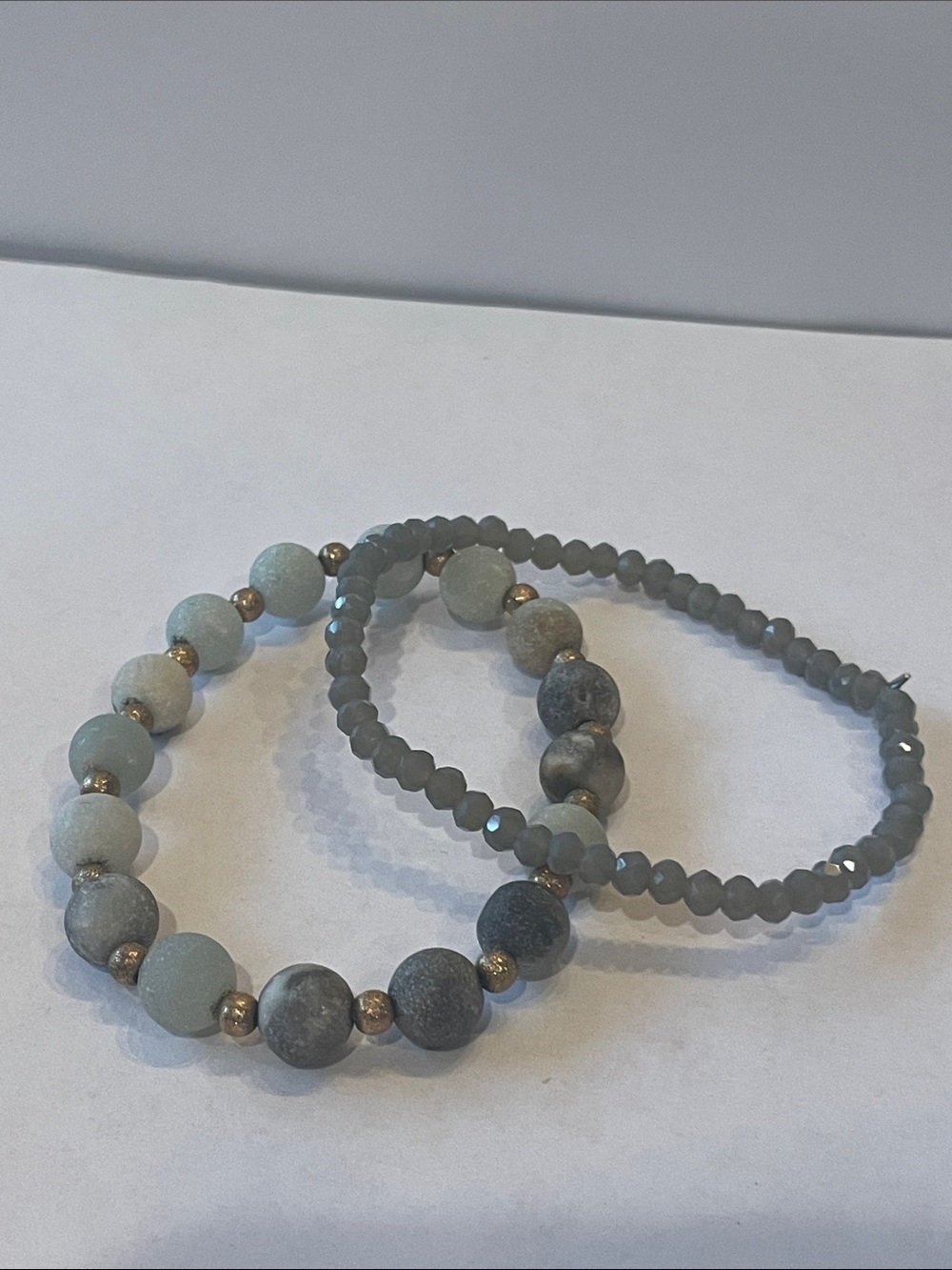 Gray Beaded Stretch Bracelet Set - Brand